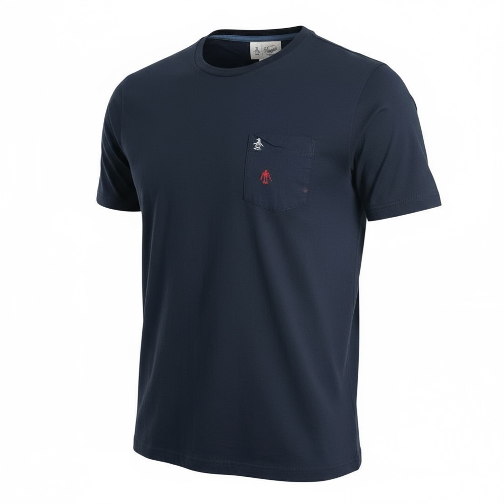 🧊 Original Penguin Tee XXL Men’s Navy Blue Graphic Pocket T-Shirt